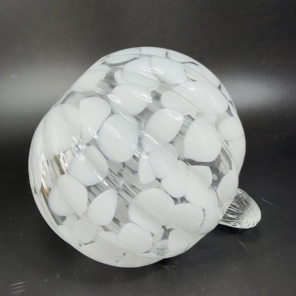 Vintage Art Glass Pumpkin Sculpture Figure Clear With Large White Spots Decor - Picture 8 of 12